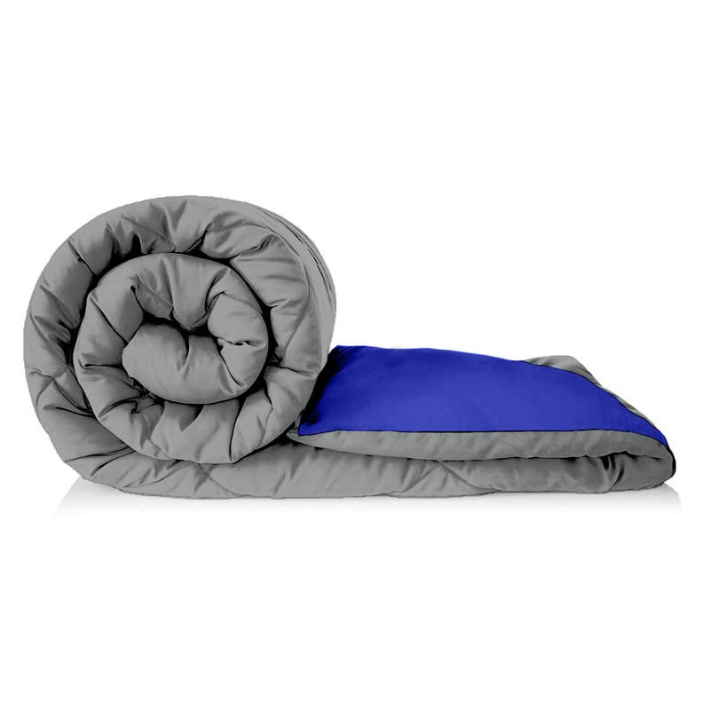 TUNDWAL'S TUNDWALS Microfiber Reversible Solid Extra Comfort Soft ComforterBlanket Double Bed 210 GSM Quilt Royal Blue Grey1 Piece - Image 4