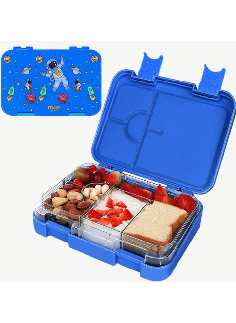 Snack Attack Bento Box or Lunch Boxes for Kids by Snack Attack 4 & 6 Convertible Compartments | Portion Lunch Box | Food Graded Materials BPA FREE & LEAK PROOF| Made of Triton(Neptune Blue)