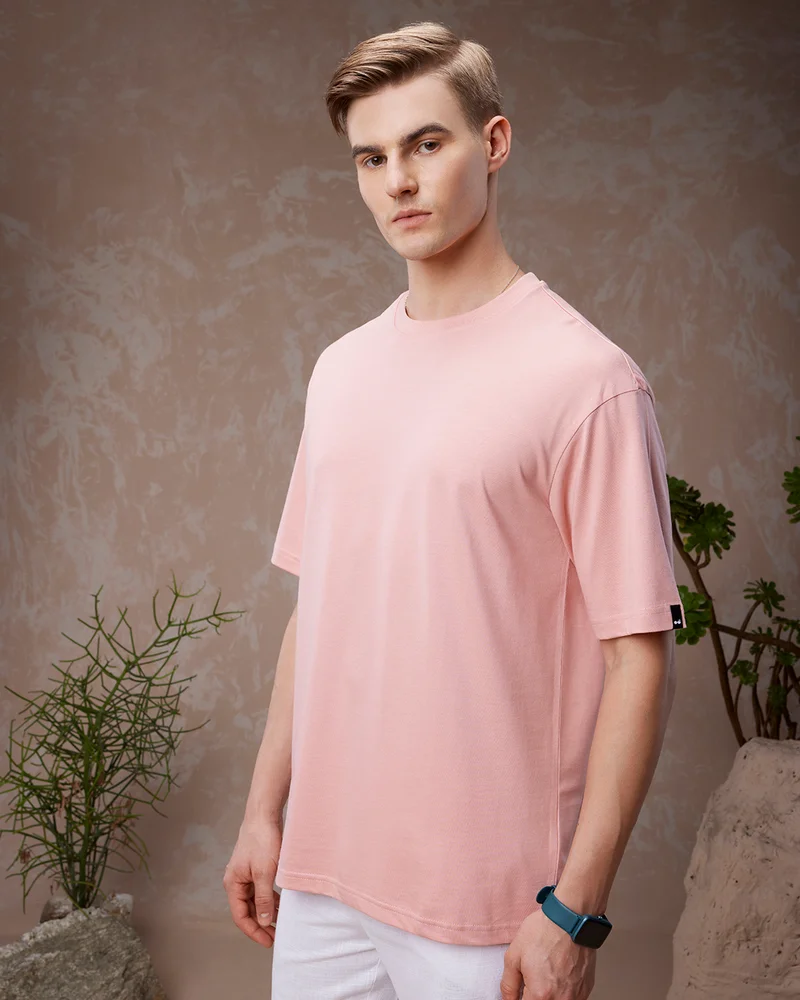 bewakoof American Pima Men's Pink Oversized T-shirt