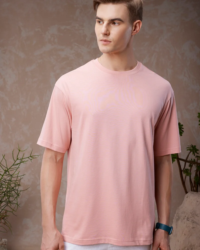 bewakoof American Pima Men's Pink Oversized T-shirt