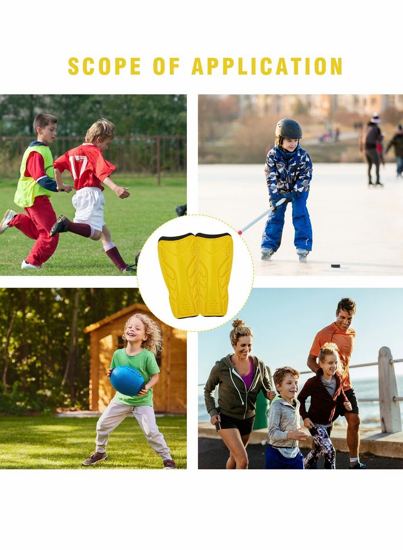 Excefore Football Shin Pads, Sport Soccer Shin Guards with Football Socks, Child Calf Protective Gear for Kids, Boys, Girls Youth (M, Yellow) - Image 5