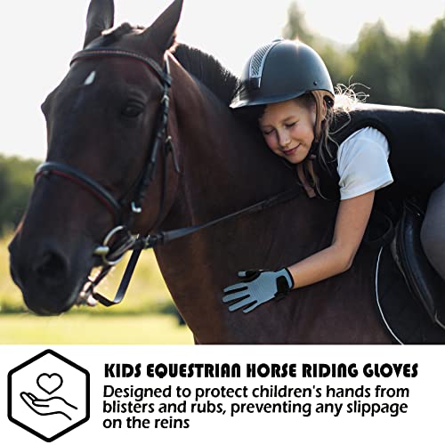 Thapower Kids Horseback Riding Gloves Mesh Equestrian Riding Gloves Boys & Girls Youth Outdoor Sport Mitts Perfect for Biking Cycling Gardening Blue XL - Image 2
