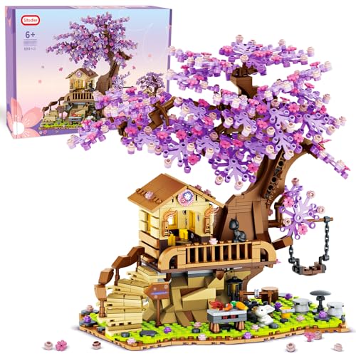 Sitodier Cherry Blossom Tree House Building Toy 880pcs Cherry Blossom Bonsai Building Set with LED Light for Girls Aged 614 Flowers House Construction Set for Kids 6 7 8 9 10 11 12 - Image 1