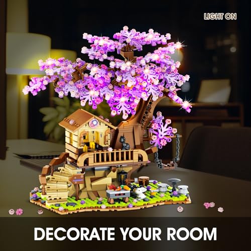 Sitodier Cherry Blossom Tree House Building Toy 880pcs Cherry Blossom Bonsai Building Set with LED Light for Girls Aged 614 Flowers House Construction Set for Kids 6 7 8 9 10 11 12 - Image 5