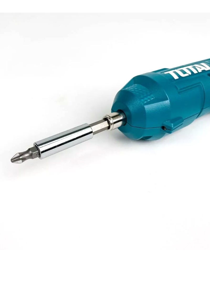 TOTAL TSDLI04425 4V Cordless Screwdriver Set with 24 Bits, USB Type C Charging, 180° Rotatable Handle, LED Light, Forward Reverse Control, Portable Electric Screwdriver Kit for Home DIY Furniture Repair - Image 2