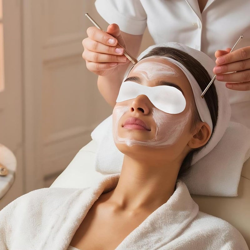 Styquenzer NonWoven Eye Care Patches Paper 100 Pieces Disposible Eye Mask Paper Cotton Spa Eyes Care Sheets Pads DIY Skincare Eyes Covers Beauty Tools for Facial Treatments Moisturizing Makeup Prep - Image 5