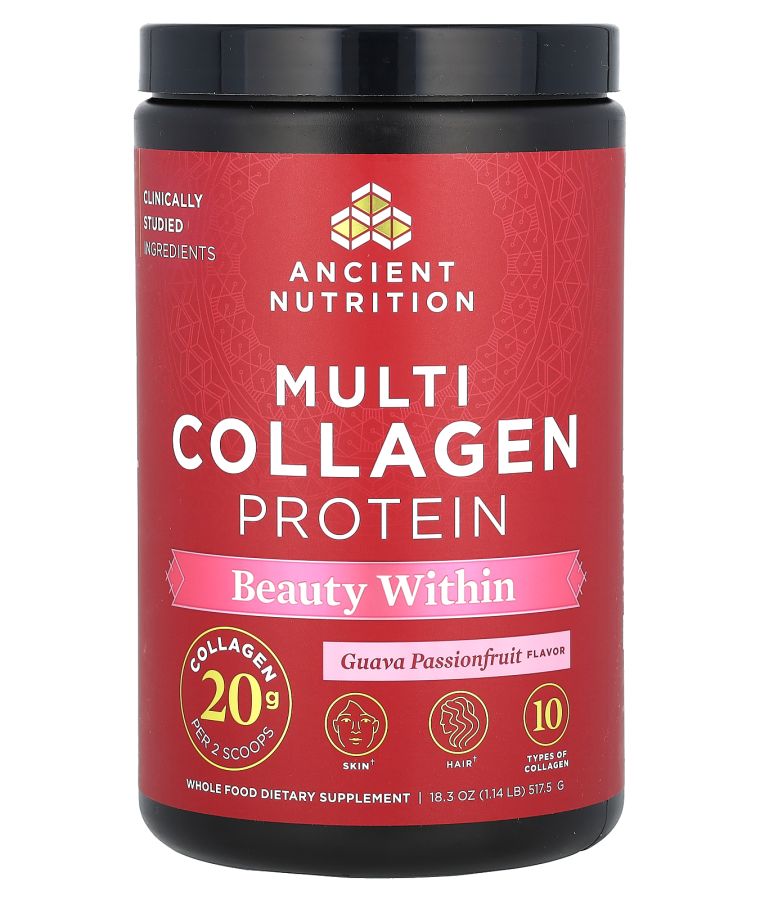 Ancient Nutrition Multi Collagen Protein Beauty Within Guava Passionfruit 1.14 lb (517.5 g)