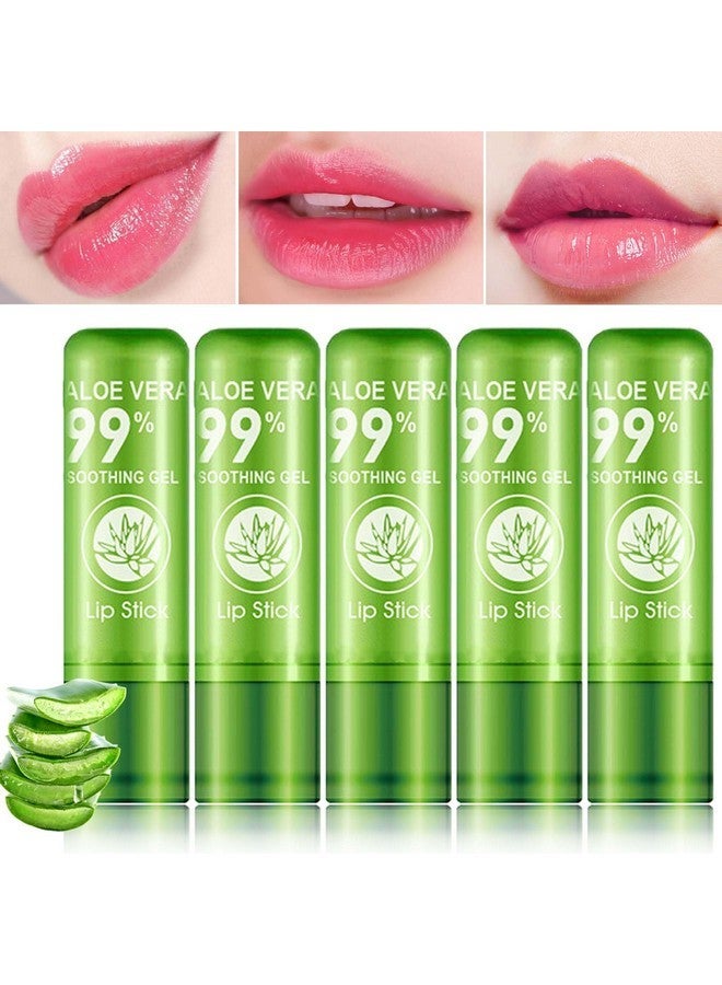 DuoZeng 5 Pcs Aloe Vera Lipstick,Color Changing Change Lipstick for Women Long Lasting Moisturizing Lip Gloss Lip Care Tinted Lip Balm,Magic Lipstick Temperature PH Color Changing Lip Stick - Image 1
