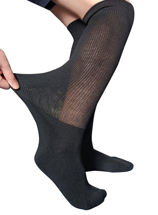 VEIGIKE Extra Wide Lymphedema Bariatric Socks Knee High Replacemen Sock Liner for Air Cam Walkers Brace Orthopedics Cast Boot Men Women, Black-2pairs, One Size - Image 3