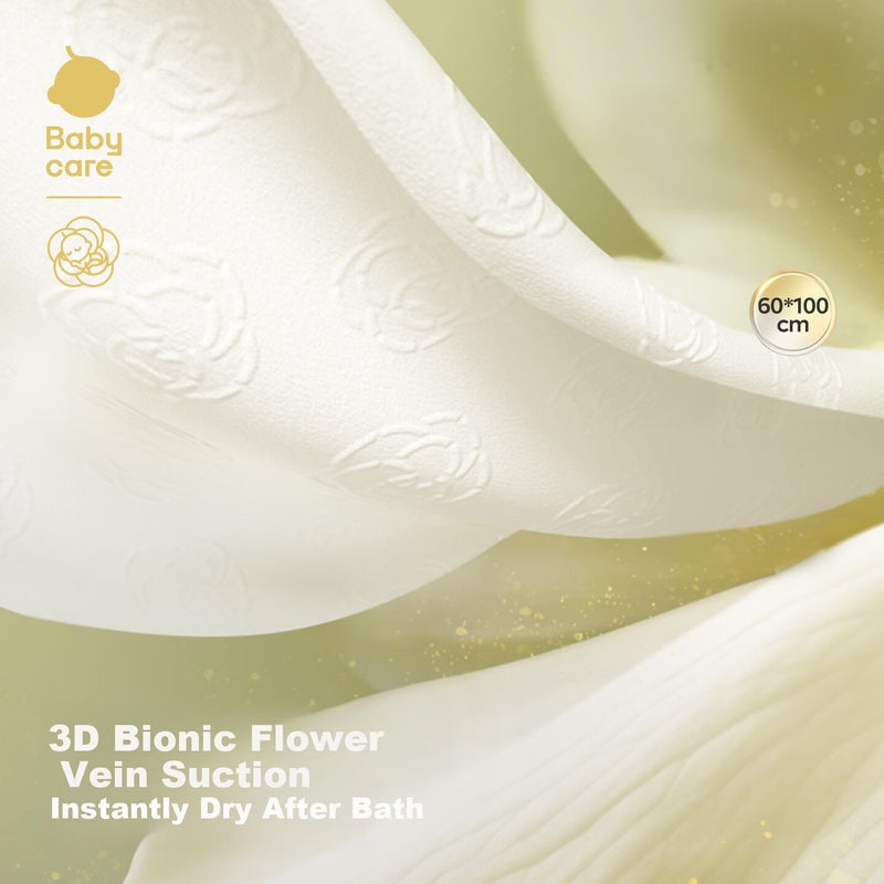 JD Jing Zao Babycare Golden Camellia Newborn Soft Disposable Bath Towel Dry and Wet Dual-Use Home Travel Portable Bath Towel - 60×100cm  5 Packs - Image 3