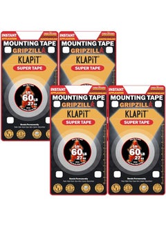 KLAPiT KLAPiT SUPER TAPE - GRIPZILLA 1 Meter Heavy Duty Double-Sided Nano Tape | Holds 60LB/27KG | Waterproof, Residue-Free, Strong Adhesive for Wall Mounting, Frames DIY Indoor & Outdoor Use (4 pc pack)  - Image 1