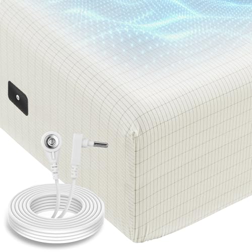 HYPREST Grounding Sheets King Deep Pocket 16 inches 90 Cotton  10 Silver Fiber Infused Earthing Sheets Grounding Well Bed Sheets for Improved Sleep Pain Relief