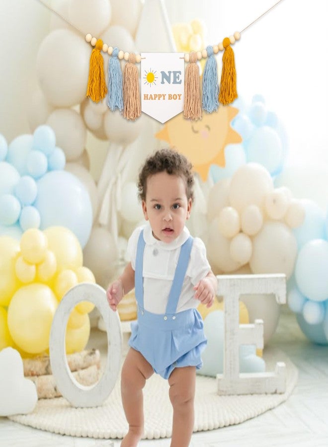 MUWEOL لافتة كرسي مرتفع للأطفال من مويول ون هابي بوي - ديكور حفل عيد ميلاد صن ون، لوازم حفل عيد الميلاد الأول بطابع الشمس - Image 5