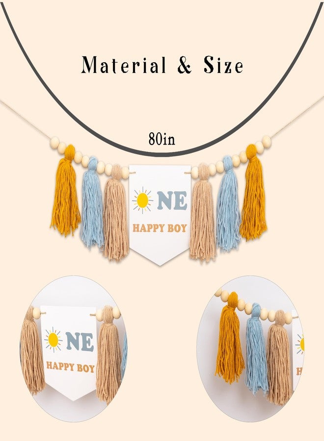 MUWEOL لافتة كرسي مرتفع للأطفال من مويول ون هابي بوي - ديكور حفل عيد ميلاد صن ون، لوازم حفل عيد الميلاد الأول بطابع الشمس - Image 2