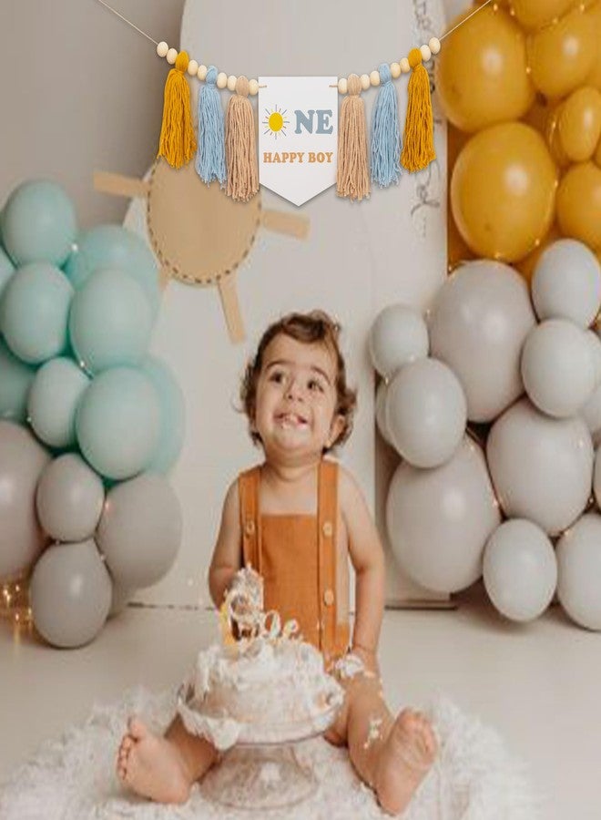 MUWEOL لافتة كرسي مرتفع للأطفال من مويول ون هابي بوي - ديكور حفل عيد ميلاد صن ون، لوازم حفل عيد الميلاد الأول بطابع الشمس - Image 4