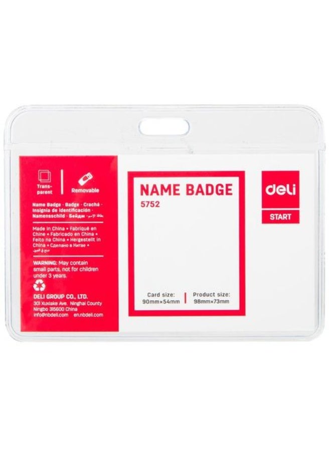 Deli Name Badge 5752 Card Holders with Clips 90x54mm 10 PCS/Box - Image 1