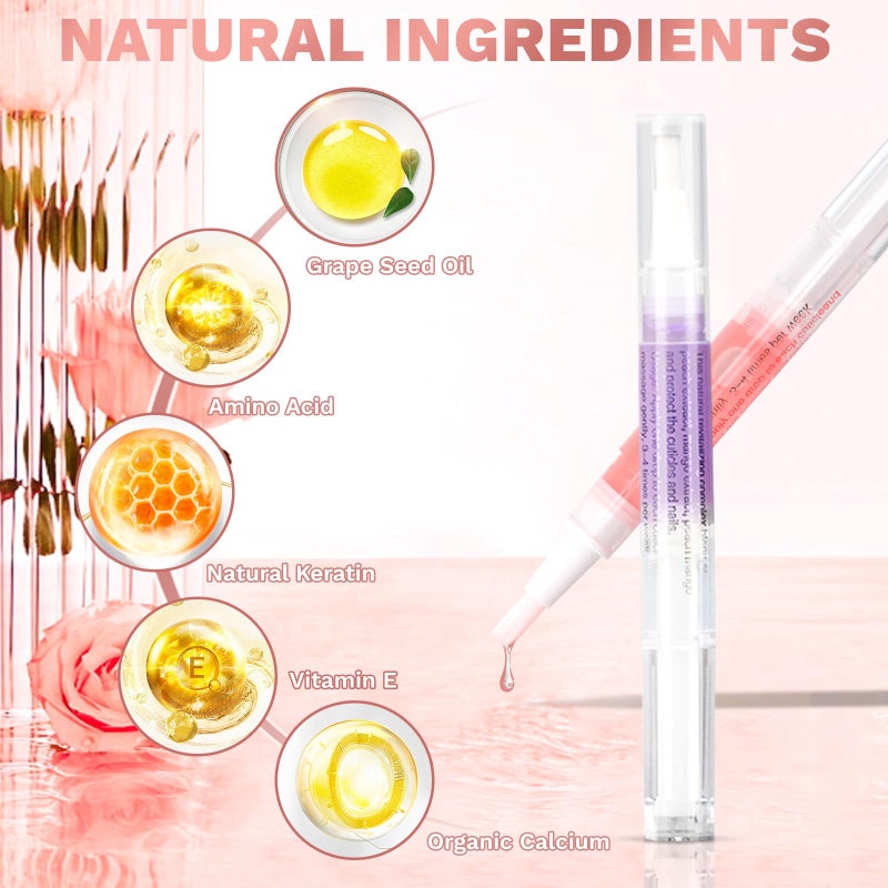 Meschett 2PCS Cuticle Oil Pens for Nail Care,Cuticle Revitalizer Oil Pen with Soft Brush,Cuticle Oil to Prevent Nail Cracking and Dry (Cherry & Lavender Flavor) - Image 3