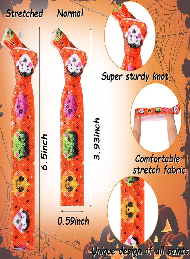 Mtlee 20 Pieces Halloween Hair Ties Halloween Knotted Headbands Elastic Satin Ponytail Holders Candy Bat Owl Cat Spider No Crease Knotted Ribbon Hair Bands Accessories for Women Girls - Image 4