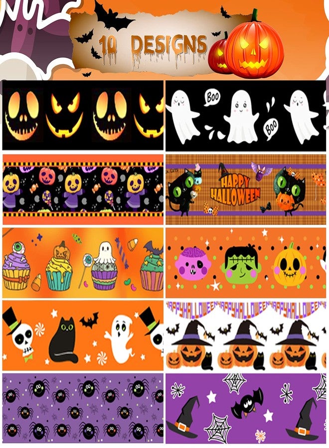 Mtlee 20 Pieces Halloween Hair Ties Halloween Knotted Headbands Elastic Satin Ponytail Holders Candy Bat Owl Cat Spider No Crease Knotted Ribbon Hair Bands Accessories for Women Girls - Image 2