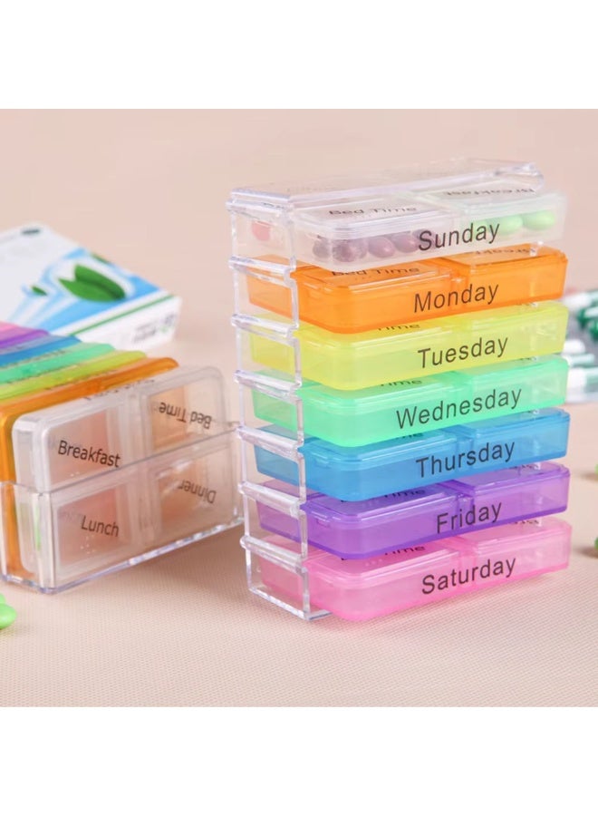 3X Weekly Pill Organizer – 7 Day Medicine Tablet Sorter Box – 4 Times a Day Compartments (Breakfast, Lunch, Dinner, Bedtime) – Easy Medication Storage Case - Image 2