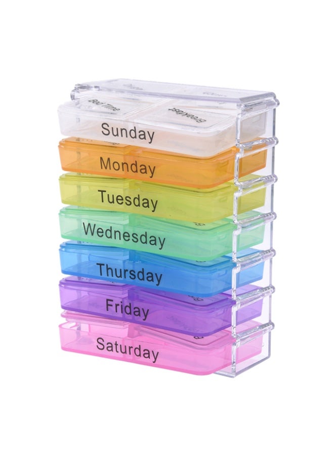 3X Weekly Pill Organizer – 7 Day Medicine Tablet Sorter Box – 4 Times a Day Compartments (Breakfast, Lunch, Dinner, Bedtime) – Easy Medication Storage Case - Image 1