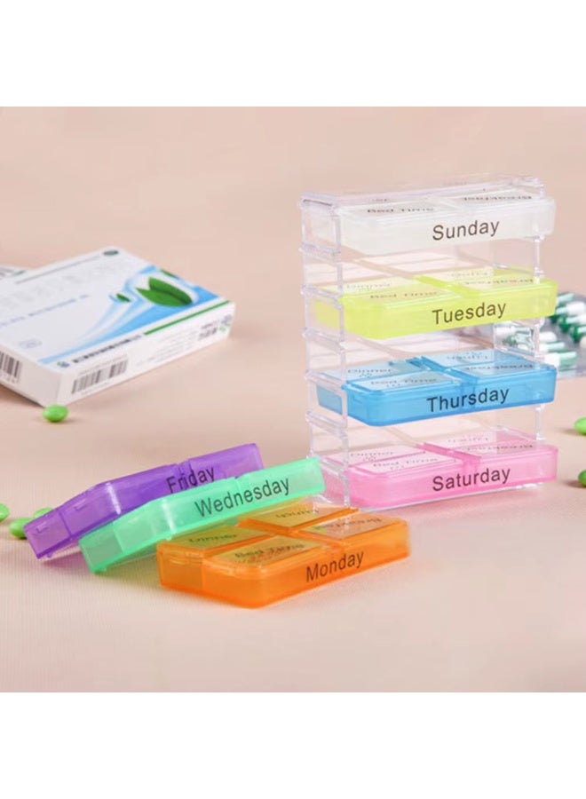 3X Weekly Pill Organizer – 7 Day Medicine Tablet Sorter Box – 4 Times a Day Compartments (Breakfast, Lunch, Dinner, Bedtime) – Easy Medication Storage Case - Image 3