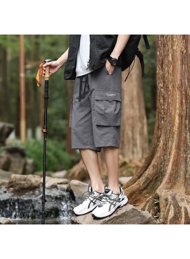 Swamp Area Ice Silk Workwear Men's 3/4 Pants Summer Loose Outdoor Hiking Sports Casual Shorts W001 Dark Gray 4XL - Image 5