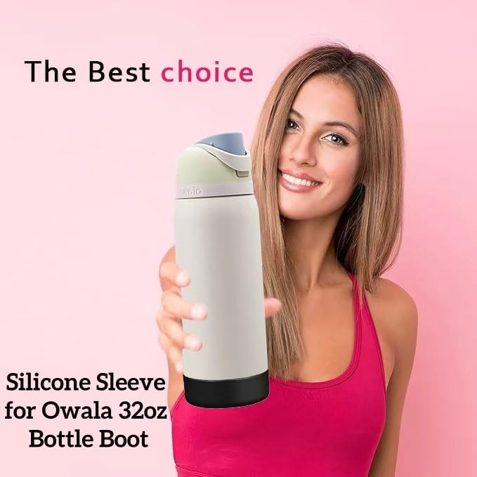 VGHNQ Silicone Sleeve for Owala 32oz Bottle Boot | Rubber Bottom Boot for Owala 32 OZ | Boot Cover for Owala Freesip 32OZ | Silicone Sleeve Water Bottle Accessories | Black,BPA-Free,Dishwasher Safe - Image 5