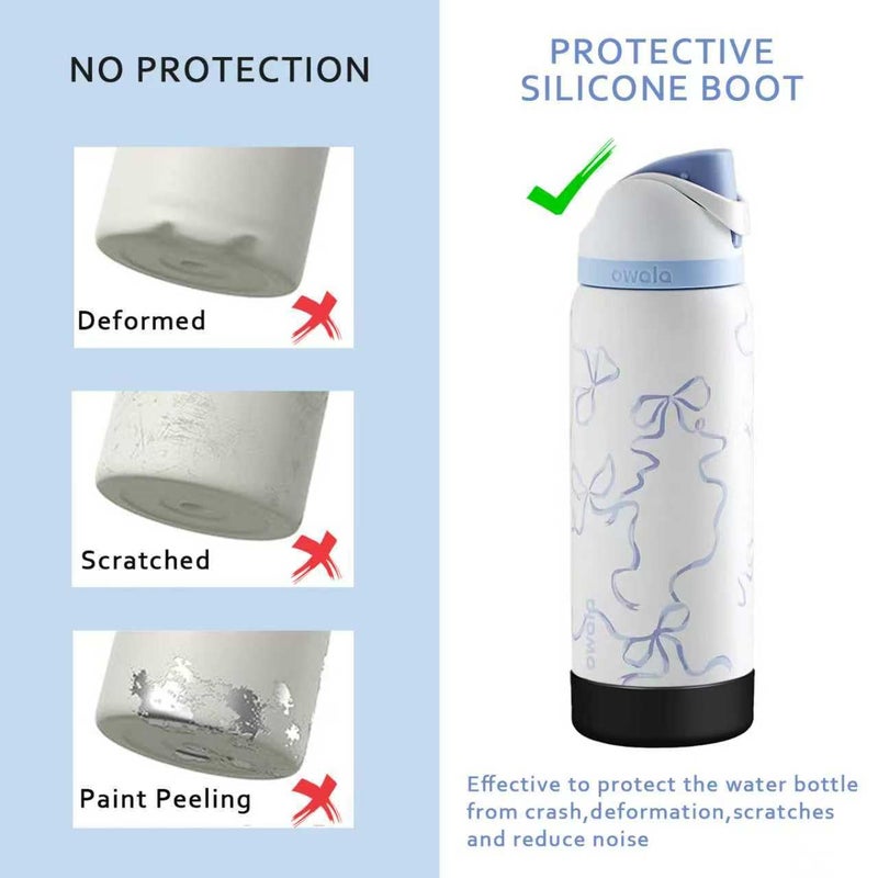 VGHNQ Silicone Sleeve for Owala 32oz Bottle Boot | Rubber Bottom Boot for Owala 32 OZ | Boot Cover for Owala Freesip 32OZ | Silicone Sleeve Water Bottle Accessories | Black,BPA-Free,Dishwasher Safe - Image 4