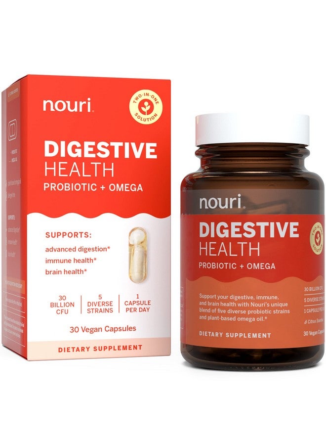 NOURI Digestive Health Probiotic And Omega Oil Probiotics For Digestive Health For Men And Women Take Daily 30 Day Supply - Image 1
