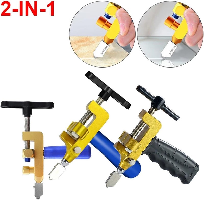 Tile Cutter Hand Tool, 2 In 1 Tile And Glass Cutter Manual Ceramic Cutting Tool With Knife Wheel Opener Breaker Hand Kit,Tiles Opener Splitter(Tile Cutter B) - Image 2