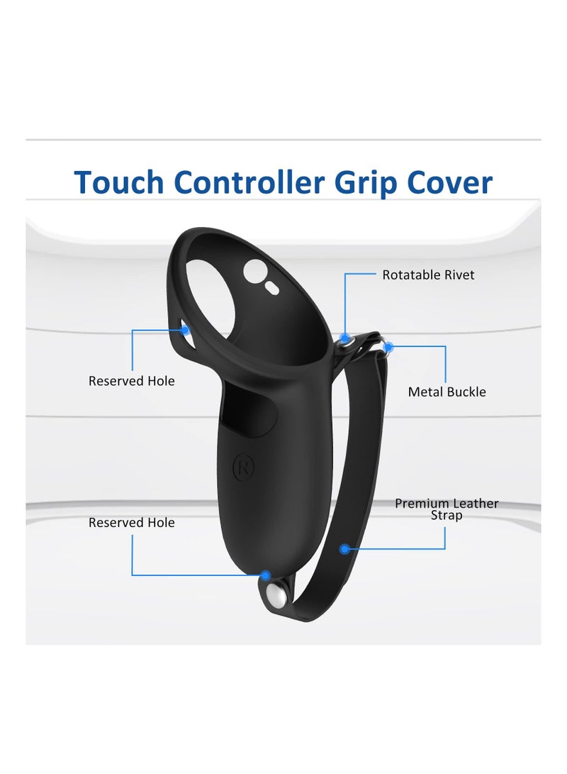 Compatible with Meta Quest Pro Accessories, Meta Quest Pro Controller Grips Cover Protector, Silicone Grip Cover Protector for Oculus Quest Touch Pro Controllers, with Knuckle Straps - Image 4