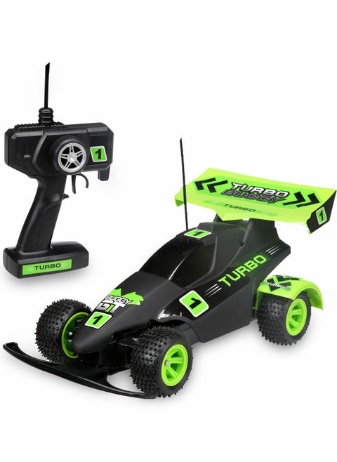 Toon Toyz Turbo Buggy 1:10 Scale RC Offroad Racing Car, 4x4 Durable Remote Control Truck with Gun Remote, High-Speed Performance for Ages 6+
