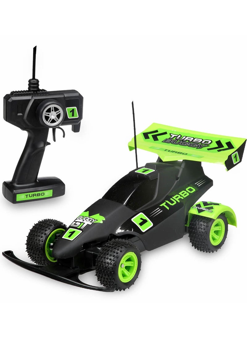 Toon Toyz Turbo Buggy 1:10 Scale RC Offroad Racing Car, 4x4 Durable Remote Control Truck with Gun Remote, High-Speed Performance for Ages 6+