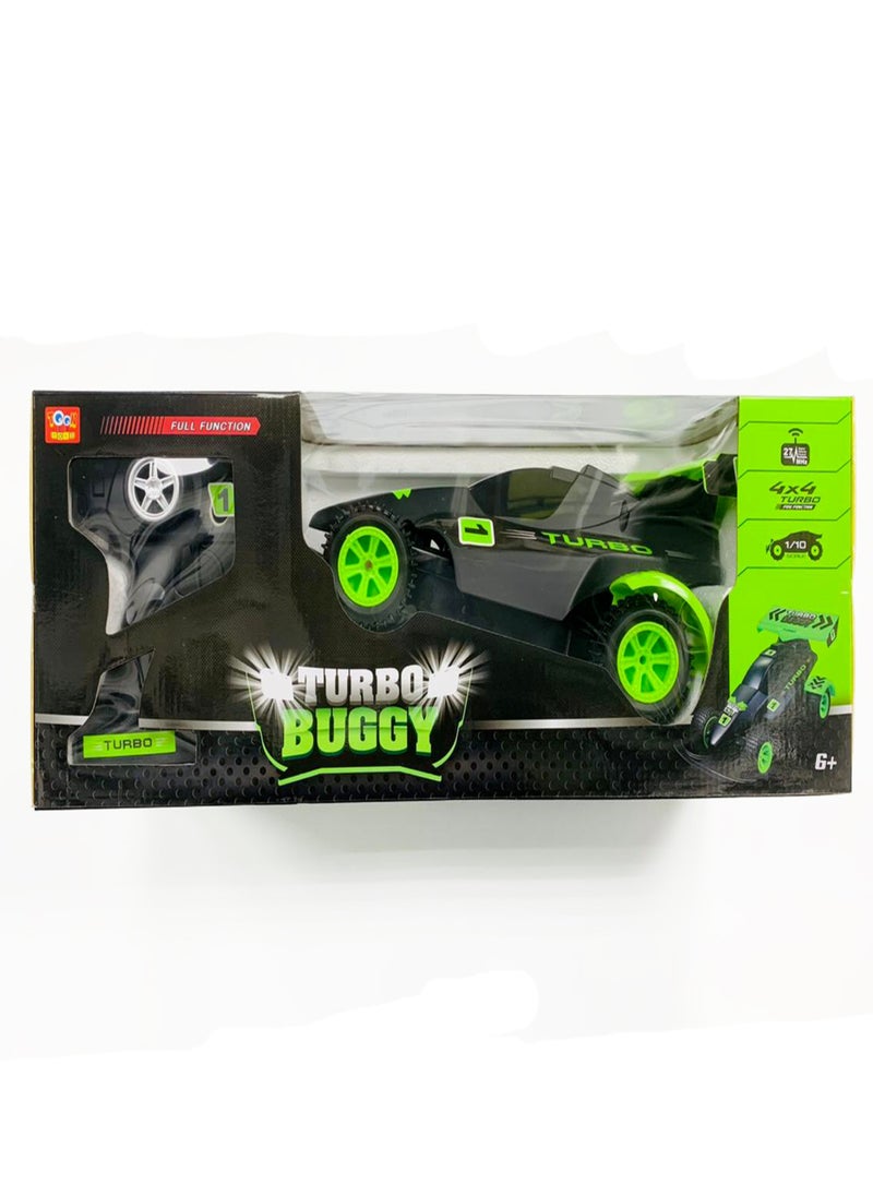 Toon Toyz Turbo Buggy 1:10 Scale RC Offroad Racing Car, 4x4 Durable Remote Control Truck with Gun Remote, High-Speed Performance for Ages 6+