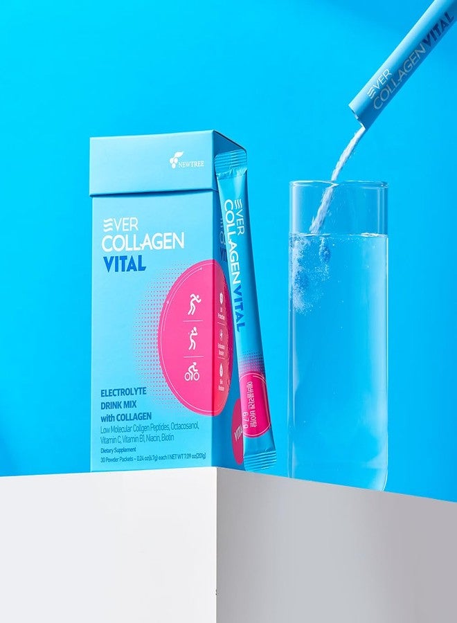 EVER COLLAGEN Vital Hydration Electrolytes Powder Drink Mix Single Serve 1,000mg Collagen Sugar Free Supplement, Vitamins Biotin B1 Niacin Fast Rehydration Endurance Recovery Energy Boost 30 Packets - Image 2