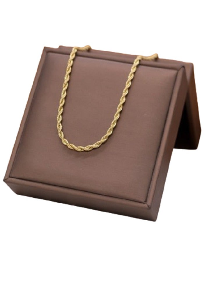 Gold Plated Rope Chain Necklace, Classic Twisted Design, 45CM