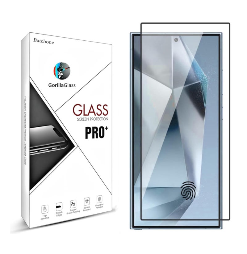 BATCHONE Tempered Glass Screen Protector Compatible for Samsung Galaxy S24 Ultra 5G(Black) with Edge to Edge 9H Coverage and Easy Installation kit - Image 1