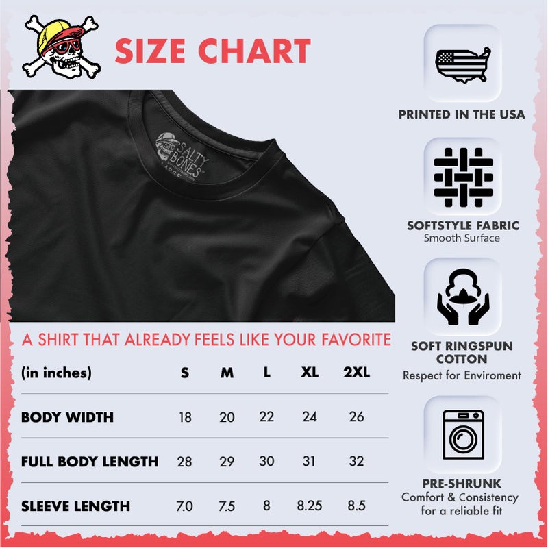 Salty Bones Born to Fish Forced to Work Fishing Boat Graphic T-Shirt, 100% Ringspun Cotton, Classic Fit, Printed in USA (US, Alpha, Large, Regular, Regular, Black) - Image 5
