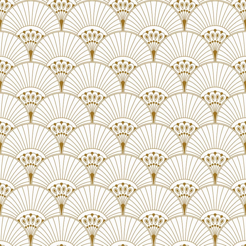 Wallercity Gold and White Geometric Wallpaper Boho Golden Sector Geometric Peel and Stick Striped Gold Contact Paper Waterproof Vintage Art Deco Wallpaper for Bedroom Bathroom Cabinet Vinyl 17.5"x102" - Image 1