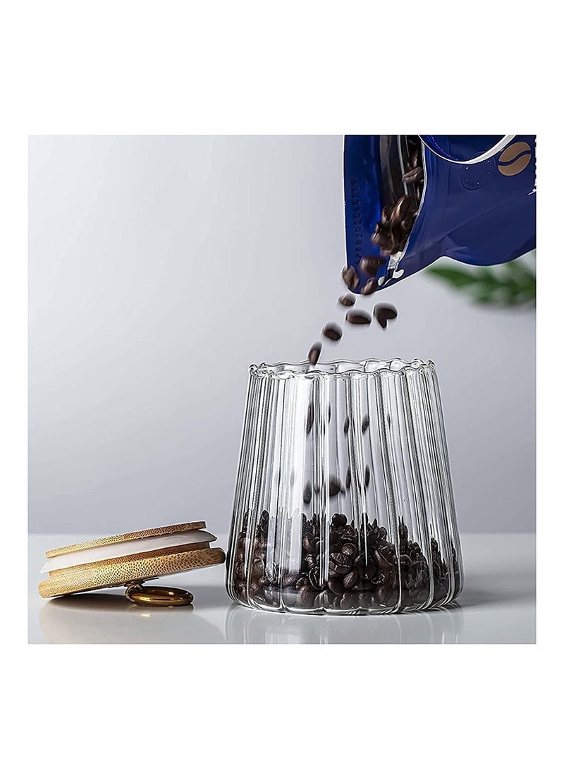 1Chase Set of 2 -600 ML Borosilicate Glass Food Storage Jar With Airtight Bamboo Lid and Metal Handle,  To Store Tea, Coffee Beans, Candy, Spices, Biscuits etc, Conical Shape - Image 5