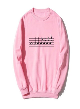 Music Notes Printed Sweatshirt Pink