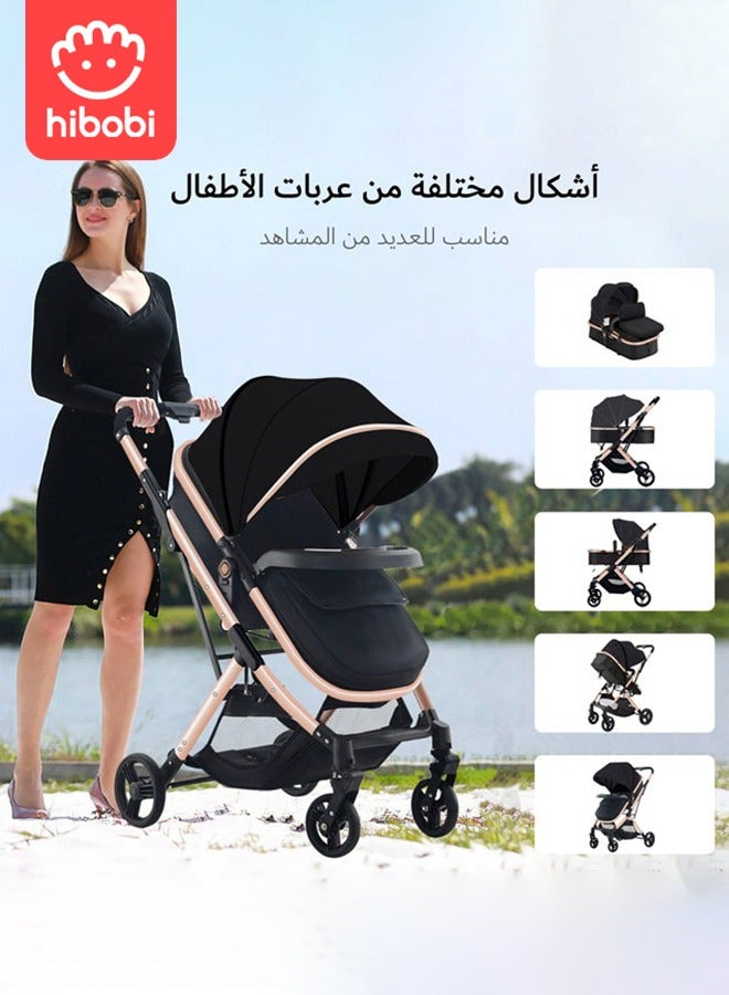 hibobi Baby Stroller Can Sit And Lie Down Lightweight Foldable Shock-absorbing Two-way Newborn Baby Stroller - Image 2