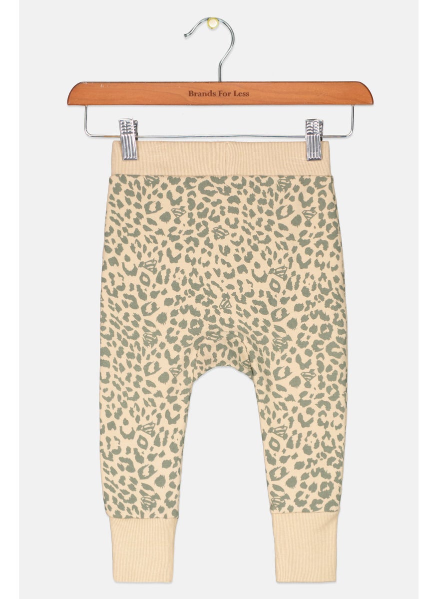 Cotton On - Toddlers Girl Animal Print Fleece Sweatpants, Sand Stone - Image 1