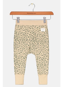 Toddlers Girl Animal Print Fleece Sweatpants, Sand Stone