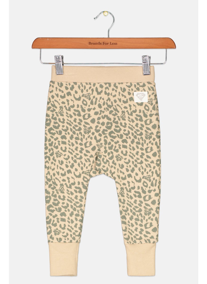 Cotton On - Toddlers Girl Animal Print Fleece Sweatpants, Sand Stone - Image 1