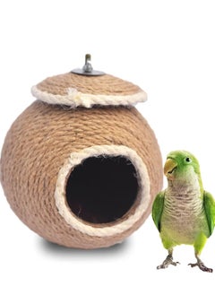 Straw Bird Nest Reusable Grass Woven Parakeet Breeding Cave Parrot Hatching House for Rabbit Bunny Dove Canary or Cockatiel