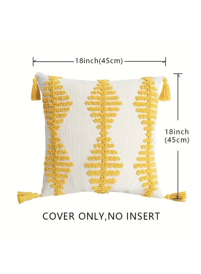 Gray Bohemian Tufted Chenille Throw Pillow Cover 18x18 Zipper With Tassels - Image 3