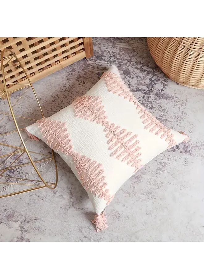 Gray Bohemian Tufted Chenille Throw Pillow Cover 18x18 Zipper With Tassels - Image 4