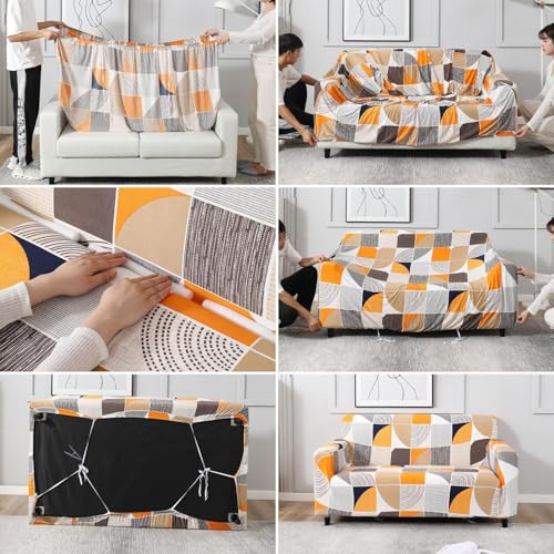Outlay Home Universal 3 Seater Sofa Cover with Elasticity, Protective, Stretchable, Spandex & Polyester Sofa Slipcover (3 Seater, 185cm * 230cm) (3-Sitter-Multicolor1) - Image 3
